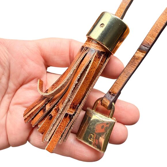 G.I.L.I. Genuine Leather Croc Embossed Satchel Tote Bag Cognac Brown - Picture 9 of 16